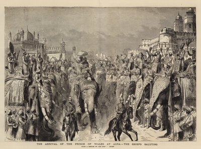 The Arrival of the Prince of Wales at Agra, the Chiefs Saluting by Henry William Brewer